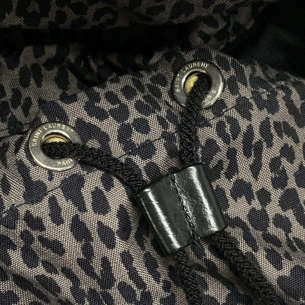 SAINT LAURENT PARIS Hunting Lock Sack Gray Black Nylon Leather 378-060325 - Picture 11 of 14
